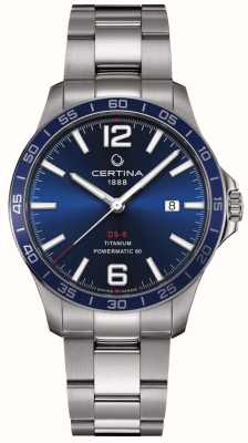 Certina Ds-8 powermatic mostrador azul pulseira de titânio relógio automático C0338074404700