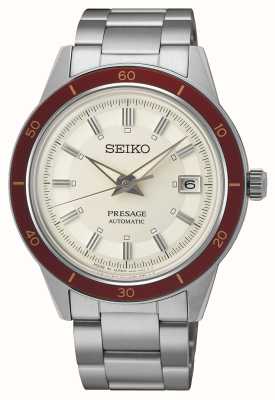 Seiko Relógio de moldura vermelha automático estilo Presage anos 60 rubi SRPH93J1