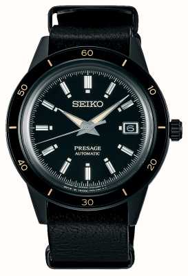 Seiko Relógio preto automático furtivo estilo Presage dos anos 60 SRPH95J1