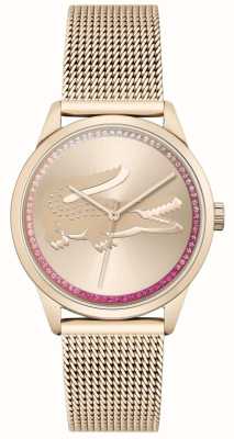 Lacoste Ladycroc das mulheres | conjunto de cristal | pulseira de malha de aço de ouro rosa 2001261