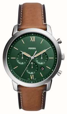 Fossil Neutra masculina | mostrador cronógrafo verde | pulseira de couro eco bronzeado FS5963