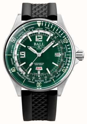 Ball Watch Company Engineer master ii diver worldtime (42mm) pulseira de borracha preta com mostrador verde DG2232A-PC-GR