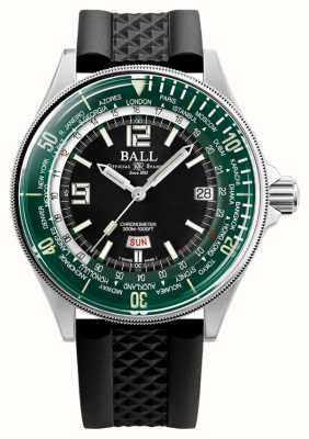 Ball Watch Company Engineer master ii diver worldtime (42mm) pulseira de borracha preta com mostrador verde DG2232A-PC-GRBK