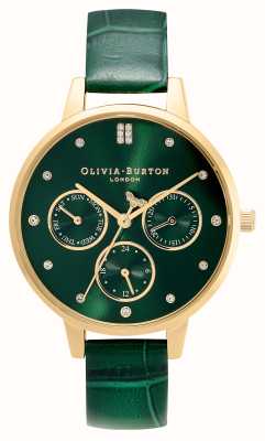 Olivia Burton Feminino | mostrador multifuncional verde | alça de couro verde 24000010