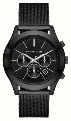 Michael Kors Pista estreita | mostrador cronógrafo preto | pulseira de malha de aço preta MK9060