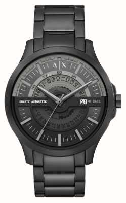 Armani Exchange Masculino | mostrador preto | pulseira de aço inoxidável preta AX2444