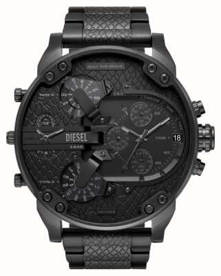 Diesel Masculino Sr. papai 2.0 | mostrador preto | pulseira de aço inoxidável preta DZ7468