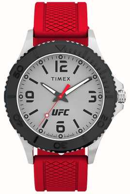 Timex Mostrador prateado X ufc gamer/silicone vermelho TW2V58200