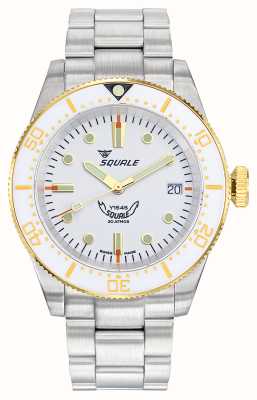 Squale 1545 | mostrador branco | pulseira de aço inoxidável 1545WTWT.AC
