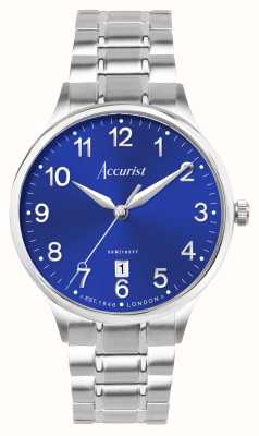 Accurist Homens clássicos | mostrador azul | pulseira de aço inoxidável 73003