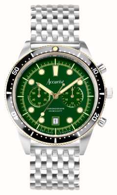 Accurist Homens de mergulho | cronógrafo | mostrador verde | pulseira de aço inoxidável 72003