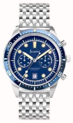 Accurist Homens de mergulho | cronógrafo | mostrador azul | pulseira de aço inoxidável 72004