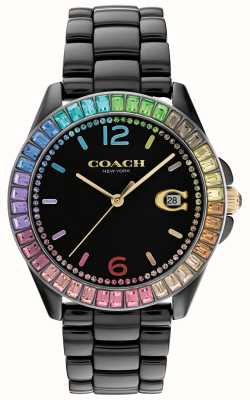 Coach Relógio com moldura arco-íris de cerâmica preta Greyson 14504018