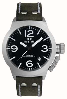 TW Steel Cantina masculina | mostrador cinza escuro | pulseira de couro cinza escuro CS101