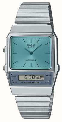 Casio Vintage | mostrador azul | pulseira de aço inoxidável AQ-800EC-2A