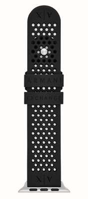 Armani Exchange Pulseira Apple Watch (42/44/45mm) silicone preta AXS8010