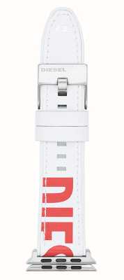 Diesel Pulseira de relógio Apple (42/44/45mm) silicone branco logotipo vermelho DSS0004