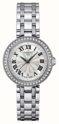 Tissot Belíssima | mostrador prateado | conjunto de diamantes | pulseira de aço inoxidável T1260106111300