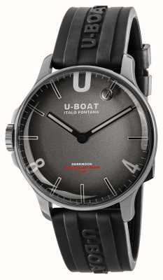 U-Boat Darkmoon 44mm cinza aço inoxidável pulseira de borracha preta 9149