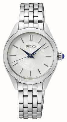 Seiko Feminino | mostrador branco | pulseira de aço inoxidável SUR537P1