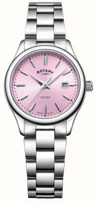 Rotary Oxford feminino | mostrador rosa | pulseira de aço inoxidável LB05092/76