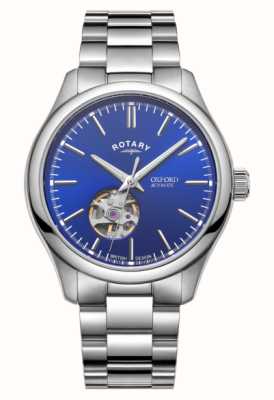 Rotary Oxford masculino | automático | mostrador azul | pulseira de aço inoxidável GB05095/05