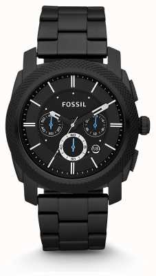 Fossil Máquina masculina | mostrador cronógrafo preto | pulseira de aço inoxidável preta FS4552