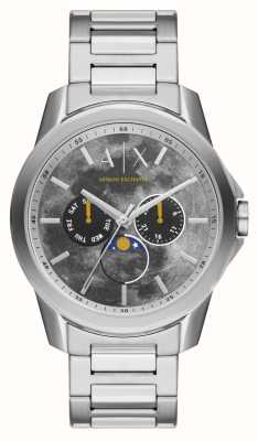 Armani Exchange Homens | mostrador cinza | fases da lua | pulseira de aço inoxidável AX1736