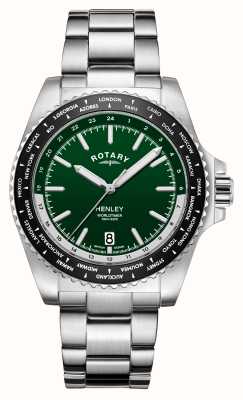 Rotary Henley | mostrador verde | pulseira de aço inoxidável GB05370/78