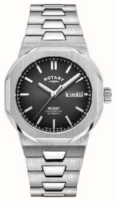 Rotary Mostrador Sunray preto automático Sport Regent (40 mm) / pulseira em aço inoxidável GB05490/04