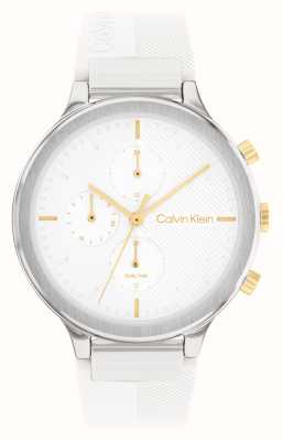 Calvin Klein Feminino | mostrador cronógrafo branco | pulseira de silicone branca 25200244