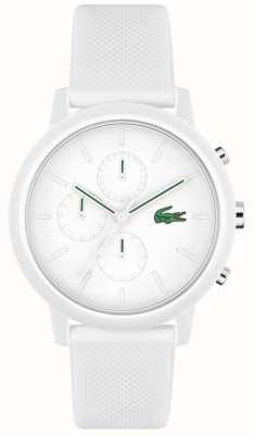 Lacoste Crono masculino 12.12 | mostrador branco | pulseira de silicone branca 2011246