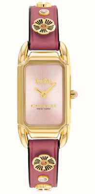 Coach Cadê | mostrador rosa | pulseira de couro flor rosa 14504117