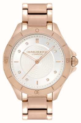 Olivia Burton Esportes de luxo | mostrador prateado guilloché | pulseira de ouro rosa pvd 24000041