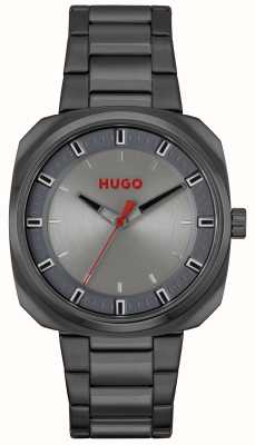 HUGO #shrill quartzo (42mm) mostrador cinza / gunmetal pvd aço inoxidável 1530311