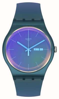 Swatch Fade para rosa | mostrador espectro solar | pulseira de silicone gradiente verde rosa SO29N707