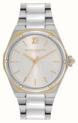 Olivia Burton Esportes de luxo hexa | mostrador branco | pulseira de aço inoxidável 24000031