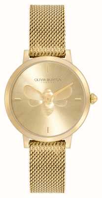 Olivia Burton Abelha ultra fina de assinatura | mostrador de ouro | pulseira de malha de aço de ouro 24000022