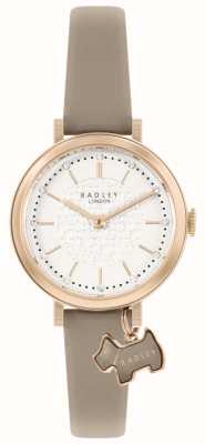 Radley Rua Selby | mostrador branco | pulseira de couro marrom RY21506