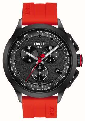 Tissot T-race ciclismo vuelta edição especial (45mm) mostrador preto / conjunto de pulseira de borracha vermelha T1354173705104