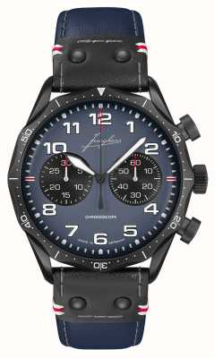 Junghans Edição limitada cronoscópio piloto meister azul marinho | mostrador azul | pulseira de couro azul 27/3396.00