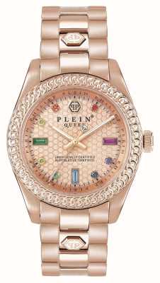 Philipp Plein $treet couture queen (36 mm) mostrador em ouro rosa / pulseira em aço inoxidável pvd em ouro rosa PWDAA0821