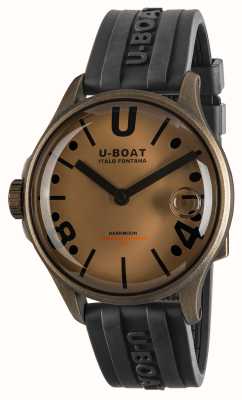 U-Boat Mostrador curva Darkmoon bronze pvd (44 mm) bronze soleil / pulseira de borracha vulcanizada preta 9546
