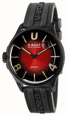 U-Boat Darkmoon pvd (40 mm) mostrador soleil vermelho cardinal / pulseira de borracha vulcanizada preta 9501