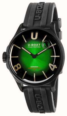 U-Boat Darkmoon pvd (40 mm) mostrador soleil verde nobre / pulseira de borracha vulcanizada preta 9503/A