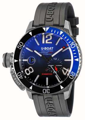 U-Boat Sommerso ghiera ceramica (46 mm) mostrador gradiente azul / pulseira de borracha vulcanizada preta 9519
