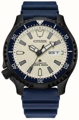 Citizen Mergulhador profissional masculino | automático | mostrador branco | pulseira de poliuretano azul NY0137-09A