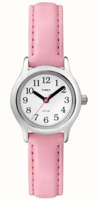Timex Kid's my first timex easy reader mostrador branco / pulseira de couro sintético rosa T79081
