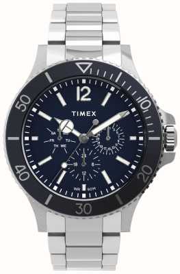 Timex Homem Harbourside multifuncional (43 mm) mostrador azul / pulseira de aço inoxidável TW2U13200