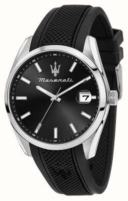 Maserati Attrazione masculino (43 mm) mostrador preto / pulseira de silicone preta R8851151004